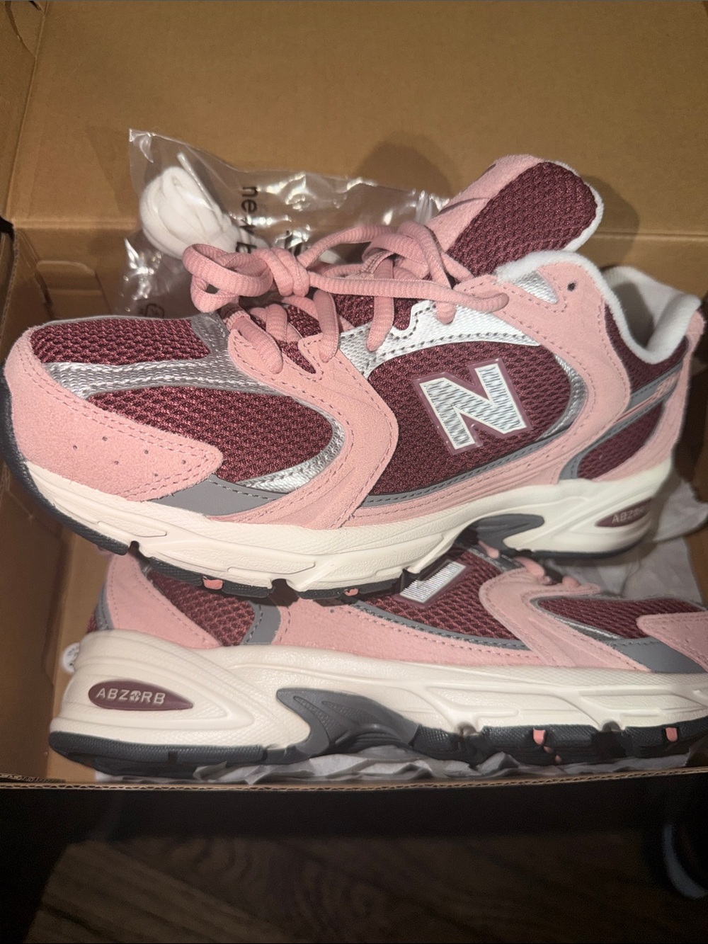 New Balance  Women Pink & Burgundy Athletic Sneakers - Picture 2 of 3